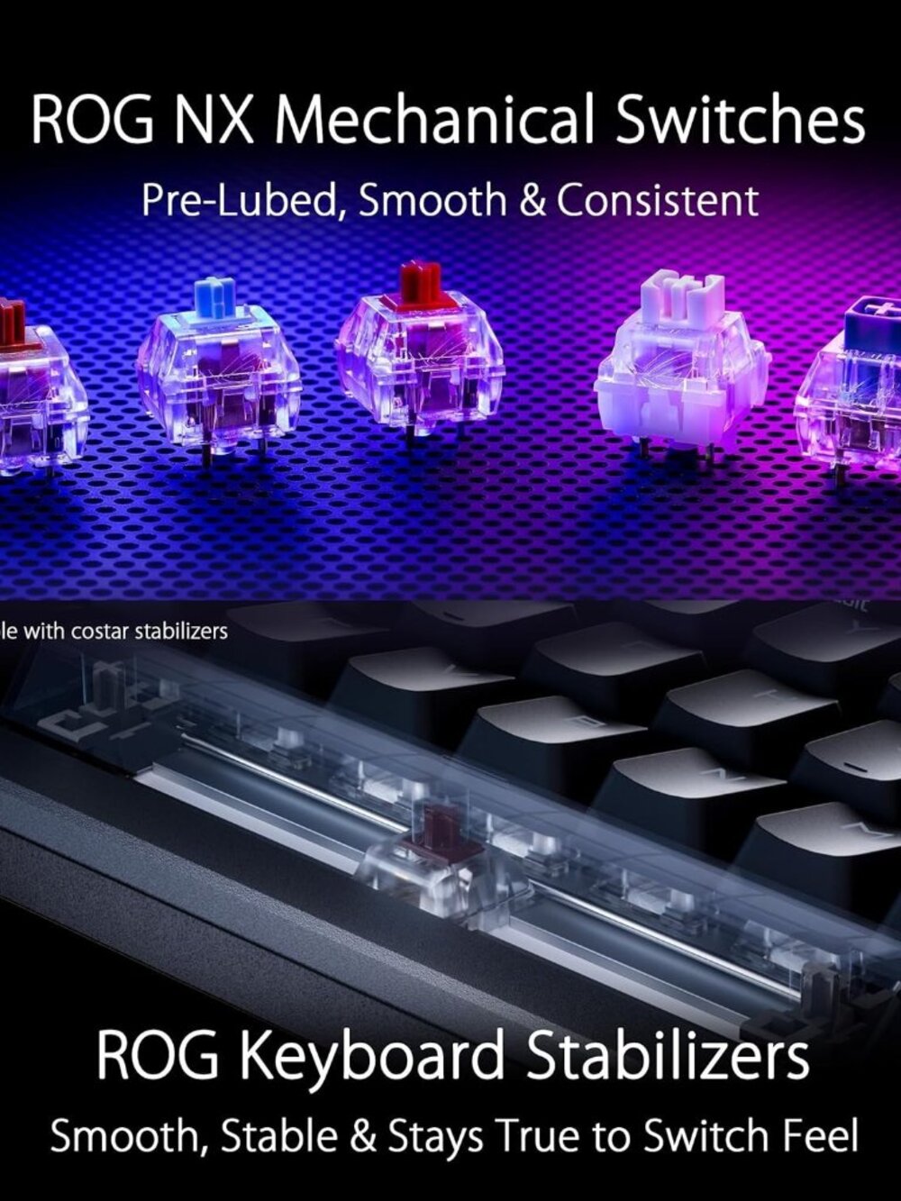 ASUS ROG Azoth Wireless Mechanical Gaming Keyboard -75% TKL, Snow Linear - White - Picture 6 of 8